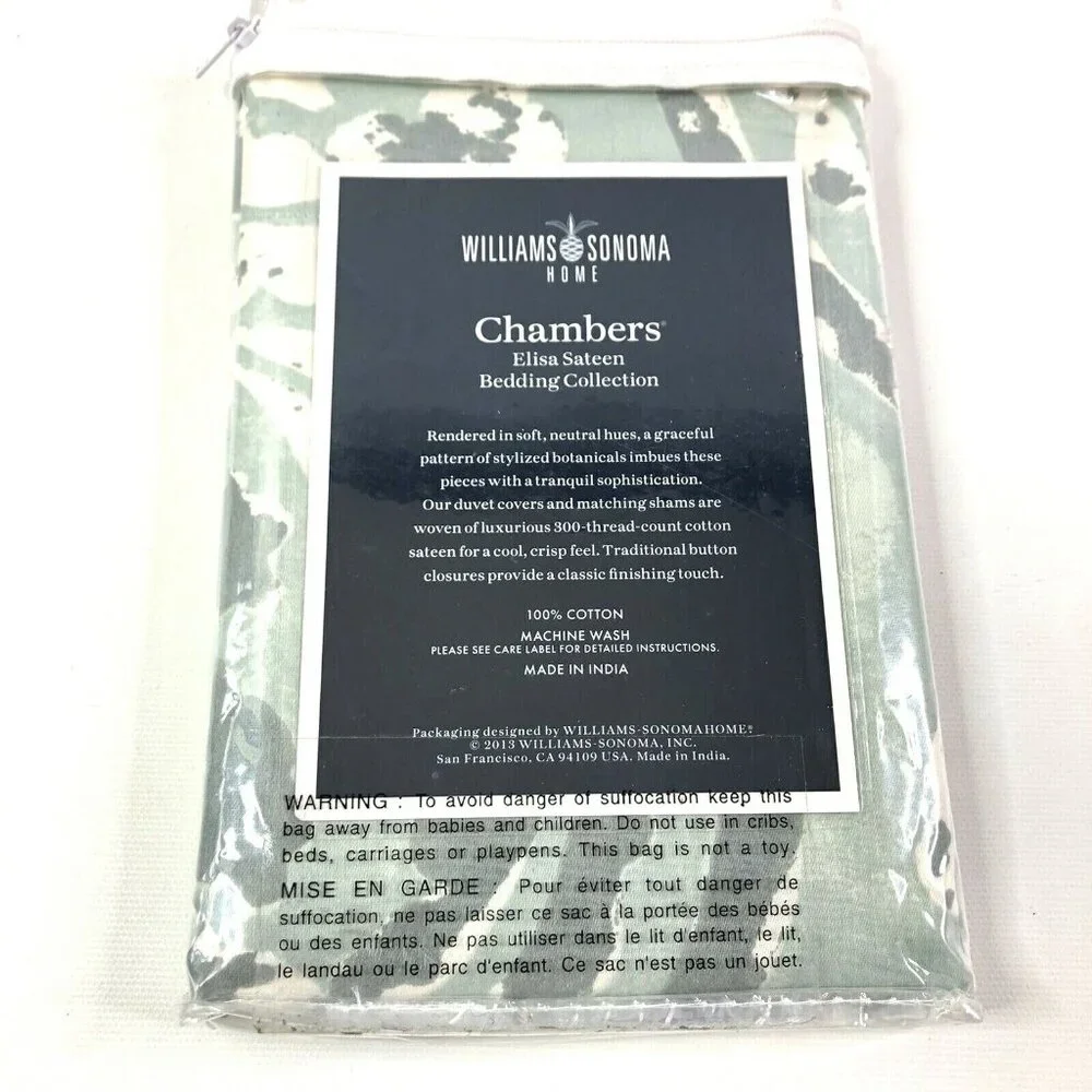 Williams Sonoma Chambers Elisa Sateen Euro Sham 100% Cotton 300-Thread Count 26